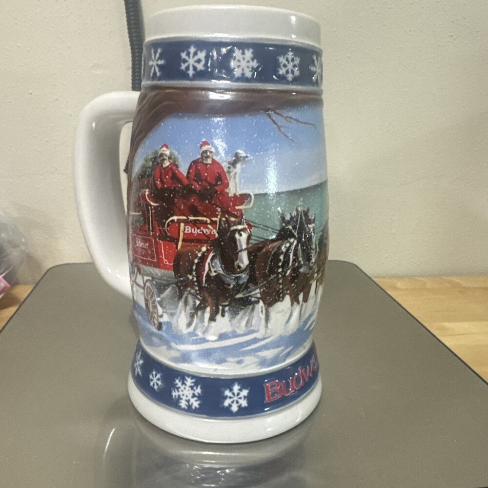 Budweiser Stein Beer Mug Lighting the Way Home 1995 Handcrafted 7" Brazil Vtg